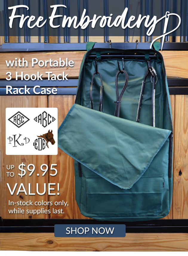 Free personalization with portable 3 hook tack rack case