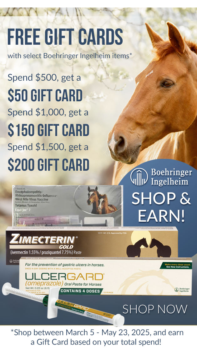 Earn free gift cards with ulcergard, equi jec and zimecterin